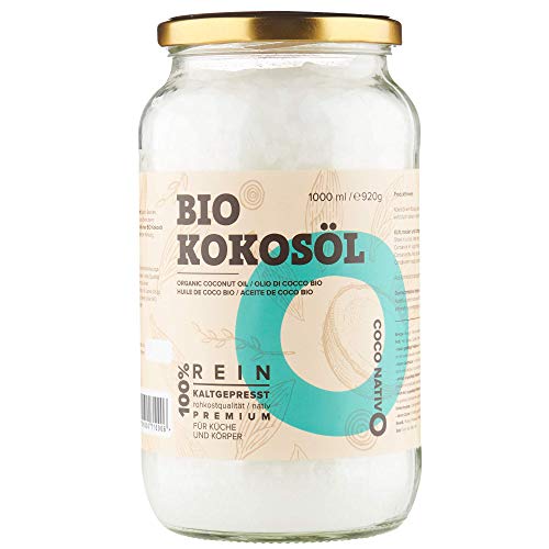 Bio Kokosöl CocoNativo - 1000mL (1L) - Bio Kokosfett, Kokosnussöl, Premium, Nativ, Kaltgepresst,...