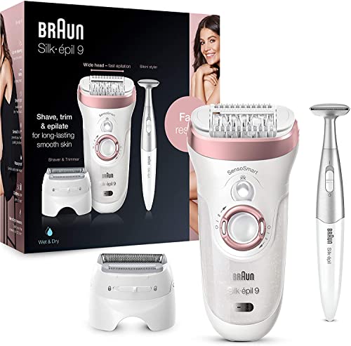 Braun Silk-épil 9 Beauty-Set, Epilierer Damen für Haarentfernung, Aufsätze für Rasierer und...